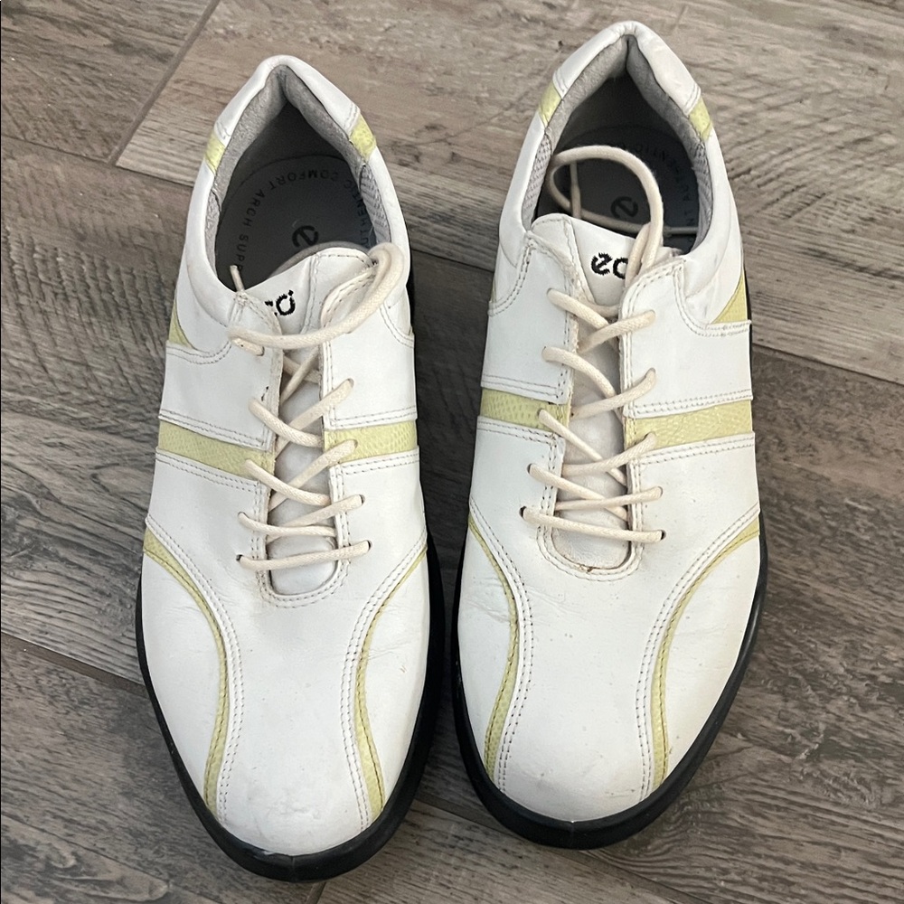 Ecco Women's White and Yellow Golf Shoes
